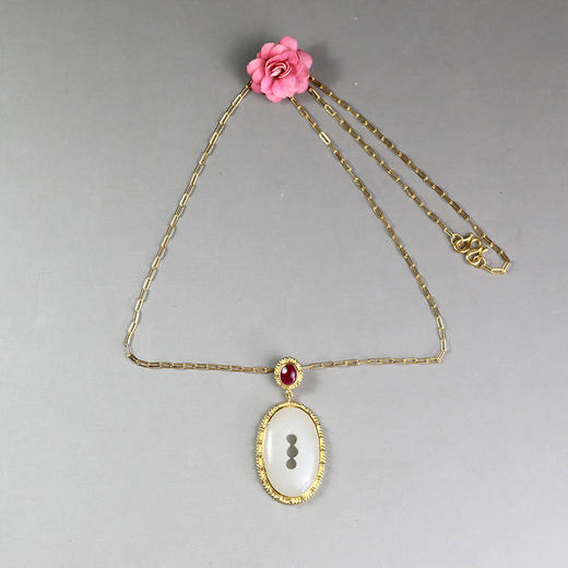 清代羊脂白玉三清扣锁骨链 商品图7