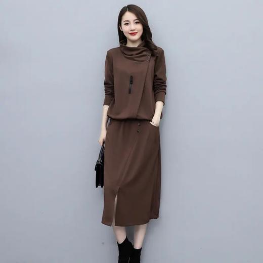 JY2169 2021秋季时尚简约大方气质优雅收腰显瘦休闲修身百搭潮流套装连衣裙 商品图3