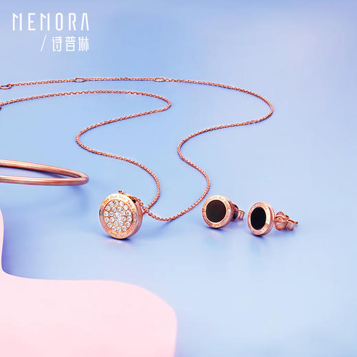 时光印记系列玫瑰18K金镶钻石玉髓耳钉孔雀石贝母DE060701、DE0607 商品图7