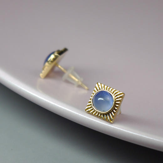 20世纪缅甸蓝宝石耳钉小方 商品图3