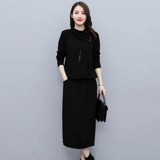 JY2169 2021秋季时尚简约大方气质优雅收腰显瘦休闲修身百搭潮流套装连衣裙 商品图2