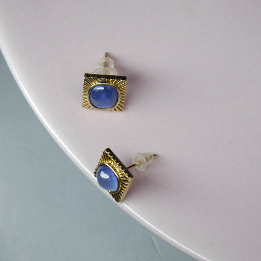 20世纪缅甸蓝宝石耳钉小方 商品图4