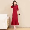 JY8805-1 2021年舒适纯色时尚长款长袖连衣裙 商品缩略图1