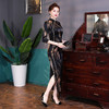 上海旗袍厂WX-2182秋款真丝旗袍新款高贵长款中袖女夏桑蚕丝改良复古气质 商品缩略图1