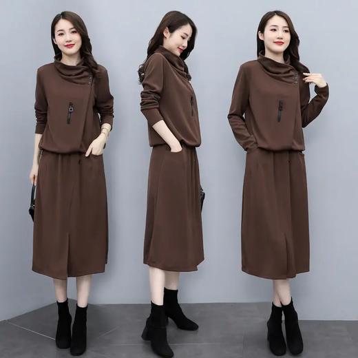 JY2169 2021秋季时尚简约大方气质优雅收腰显瘦休闲修身百搭潮流套装连衣裙 商品图0