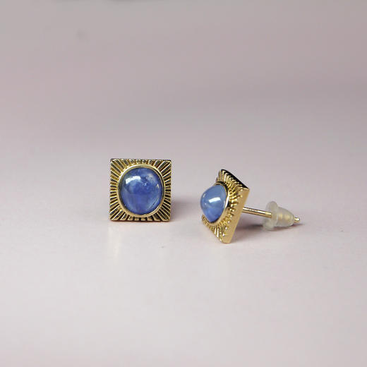 20世纪缅甸蓝宝石耳钉小方 商品图0