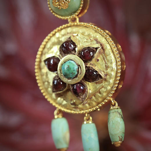 西亚高古镶宝石金轮耳环单只（可作项坠） 商品图2