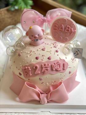 猪猪翻糖蝴蝶结奶油蛋糕 下单前请仔细阅读商品详情