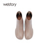 westory2021年秋季短靴女新款单靴短筒粗高跟靴子复古S21DS81201 商品缩略图4