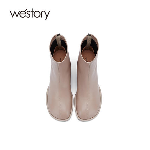 westory2021年秋季短靴女新款单靴短筒粗高跟靴子复古S21DS81201 商品图4