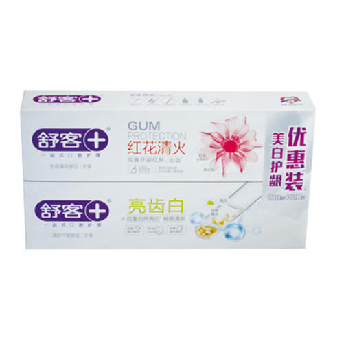 舒客亮齿白+红花清火牙膏210g+120g 商品图0