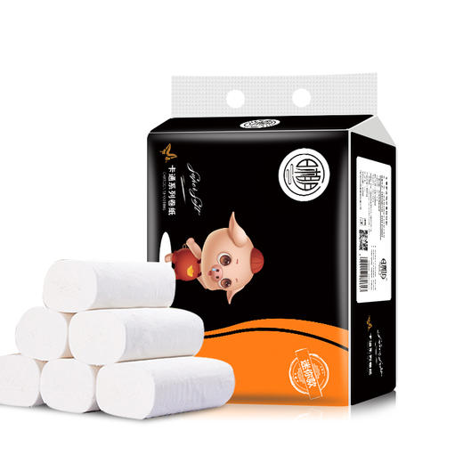 日相月黑色萌猪系列家用经济卷纸 6卷装 RXY0752-6JUAN 商品图0