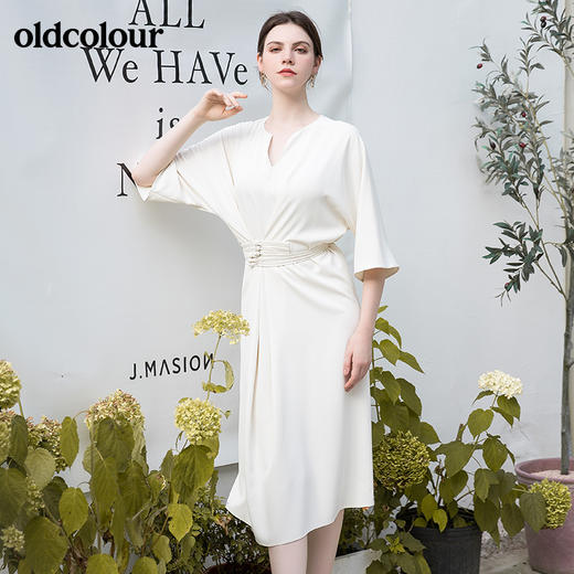 oldcolour春秋季新款气质收腰七分袖中国风连衣裙BN31102002 商品图1