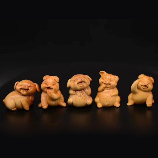 萌猪小摆件°黄杨木&竹 商品图0