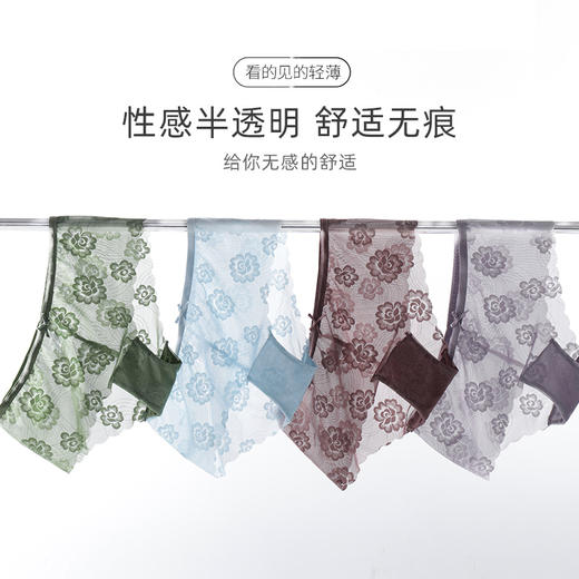 雅黛丽女士内裤低腰平角裤纯棉底裆透气舒适网纱5条装底裤 商品图1