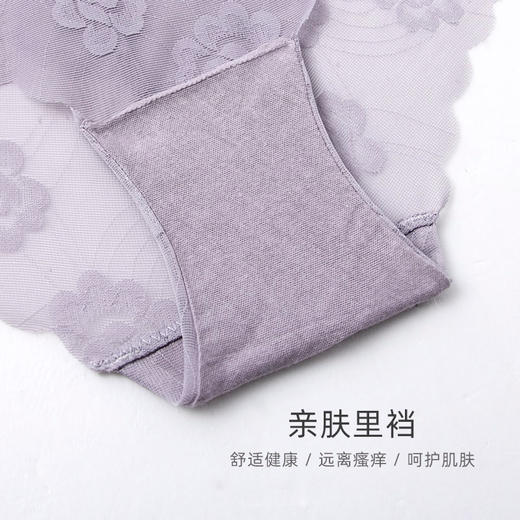 雅黛丽女士内裤低腰平角裤纯棉底裆透气舒适网纱5条装底裤 商品图4
