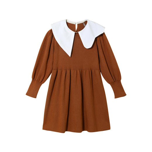 littletime女童连衣裙春秋不规则翻领针织毛衣裙2023秋冬儿童裙子 商品图4