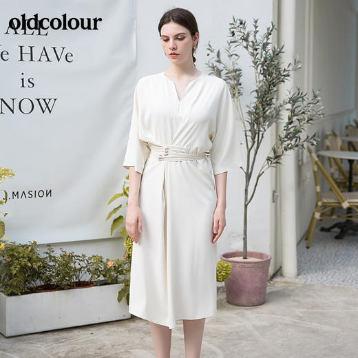 oldcolour春秋季新款气质收腰七分袖中国风连衣裙BN31102002 商品图2