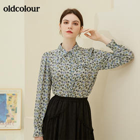 oldcolour秋季新款设计感复古气质碎花垂感防皱长袖衬衫女BN31013036