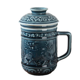 乾塘轩麒麟献瑞高杯三件套1入（宝石蓝）