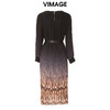 VIMAGE纬漫纪秋季新款系带高腰显瘦气质渐变连衣裙长款V1607238 商品缩略图1