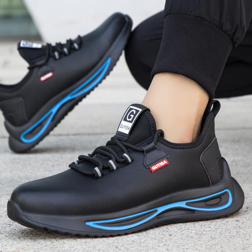 劳保鞋男时尚安全工作鞋防砸钢包头防刺穿钢板耐磨透气橡胶底防护功能鞋 商品图4