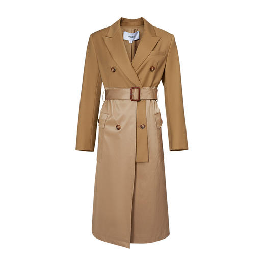 VIMAGE纬漫纪秋冬新款修身系带双排扣拼接西装风衣女中长款V1604202 商品图4