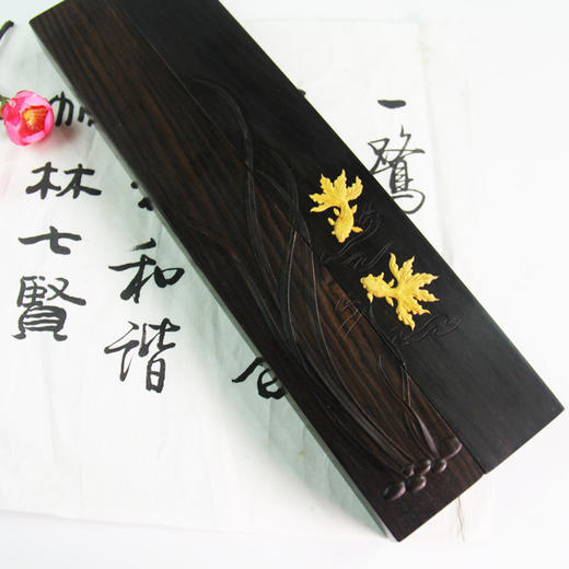 金玉满堂°紫光檀镶黄杨木镇纸 商品图3