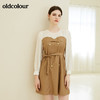 oldcolour秋季新款收腰显瘦拼接双排扣复古气质长袖连衣裙BN31103031 商品缩略图4