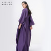 【行云流水】浓郁紫V领多层压褶立裁飘逸长裙/0000071B 商品缩略图3