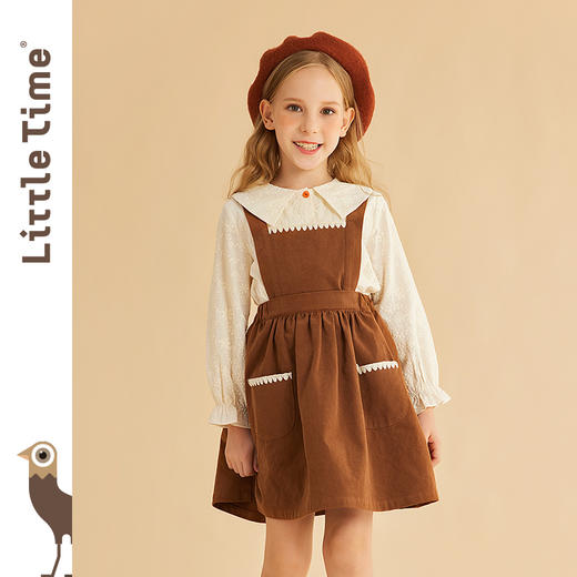 littletime女童套装秋装洋气法式衬衫背带裙两件套2021春秋季童装 商品图1