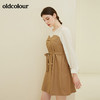 oldcolour秋季新款收腰显瘦拼接双排扣复古气质长袖连衣裙BN31103031 商品缩略图1