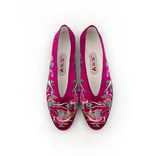 内联升女鞋手工单鞋皮纹底绣花尖口鞋7260A 商品图1