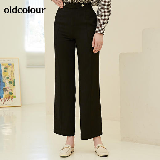 oldcolour秋季新品淑女气质高腰显瘦简约百搭休闲长裤子女BN31073019 商品图0