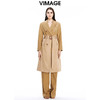 VIMAGE纬漫纪秋冬新款修身系带双排扣拼接西装风衣女中长款V1604202 商品缩略图3