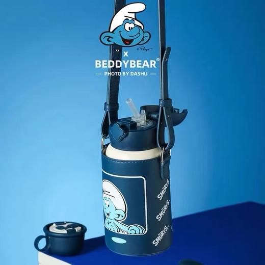 韩国Beddybear杯具熊三盖儿童保温杯630ml蓝精灵款 商品图2
