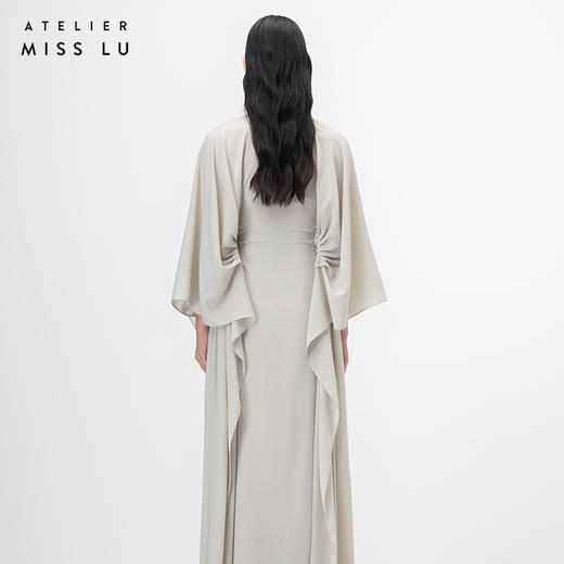 【行云流水】云母绿V领多层压褶立裁飘逸长裙/ 0000071 商品图3