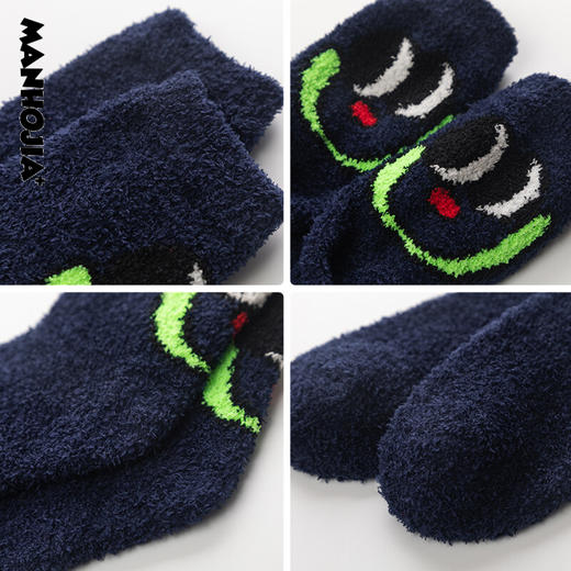 马拉丁潮牌漫画家童装儿童袜子冬宽松柔软罗纹口趣味加厚中筒袜 商品图2
