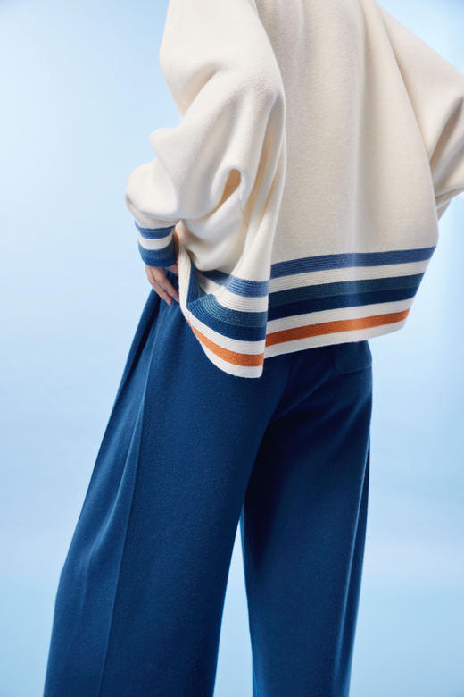 疗愈羊绒| 撞色羊绒针织斗篷女上衣 SJF93W136N 商品图6