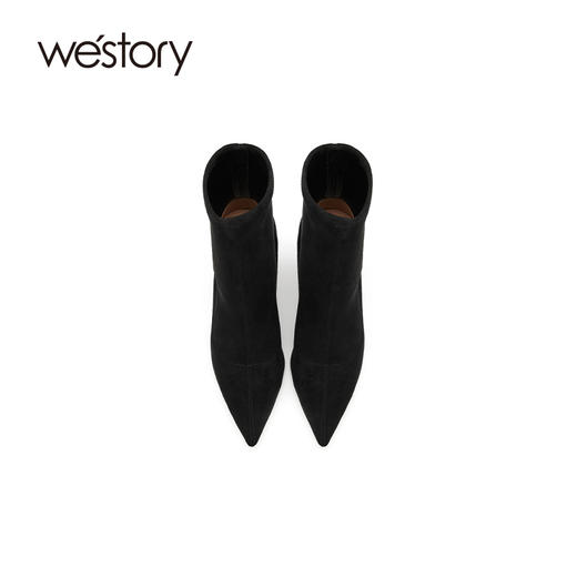 westory2021年秋季短靴女新款单靴尖头细高跟靴欧美风W21DS80851 商品图3
