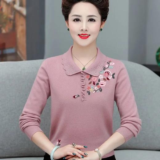 JXG-妈妈装毛衣打底衫红色本命年针织衫加肥加大码中老年女装长袖上衣 商品图1