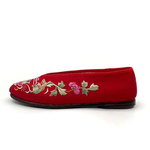 内联升女鞋手工单鞋皮纹底绣花尖口鞋7260A 商品图3