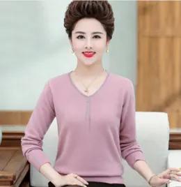 JXG-妈妈装毛衣打底衫红色本命年针织衫加肥加大码中老年女装长袖上衣 商品图7