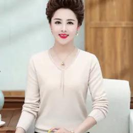 JXG-妈妈装毛衣打底衫红色本命年针织衫加肥加大码中老年女装长袖上衣 商品图6