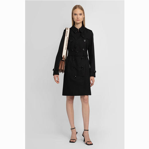 【二】BURBERRY 巴宝莉 女士肯辛顿版型 – 中长款 Heritage Trench 风衣 黑色 8045783 A1189 商品图1