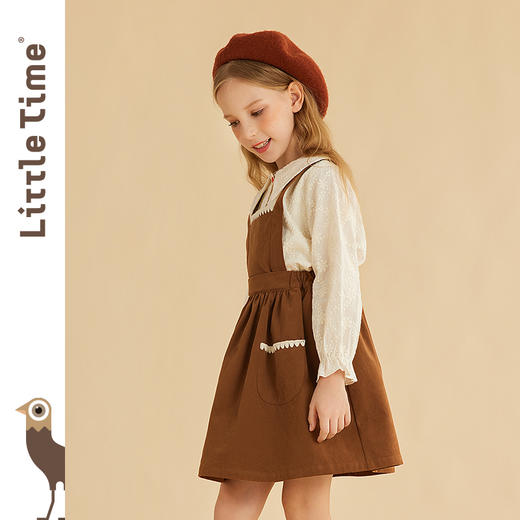 littletime女童套装秋装洋气法式衬衫背带裙两件套2021春秋季童装 商品图2