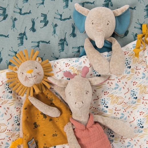 法国进口moulinroty茉兰若缇牙胶安抚巾婴儿可入口玩偶抱睡奶嘴扣 商品图0