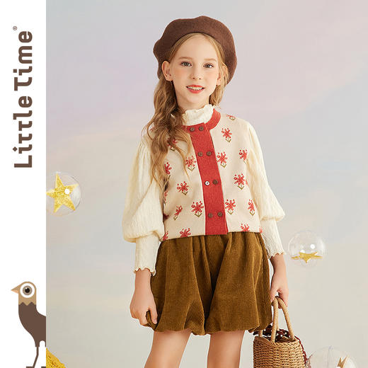 littletime女童花苞短裤春秋外穿2021秋冬季新款灯芯绒南瓜灯笼裤 商品图1