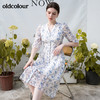 oldcolour秋季新品法式V领高腰显瘦气质碎花收腰中袖连衣裙BN31102017 商品缩略图4