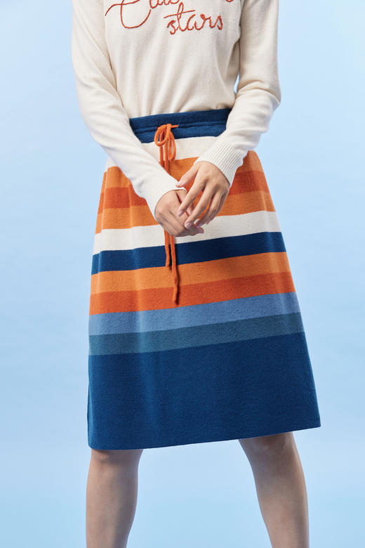  撞色羊绒针织A字裙 SJF93W235N 商品图0